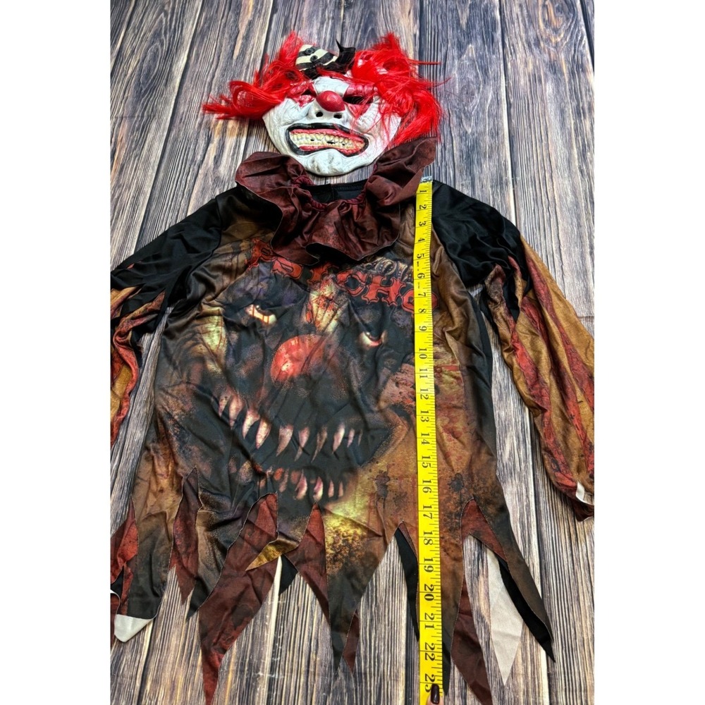 Sideshow Psycho Clown Costume Boys M (8-10) Shirt Mask Halloween Scary - Picture 3 of 13